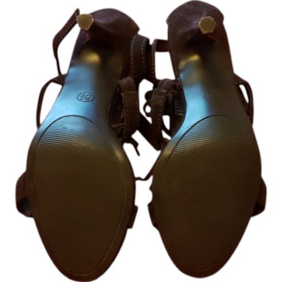 Mossimo brown suede fringed heels size 6.5 - Picture 6 of 7